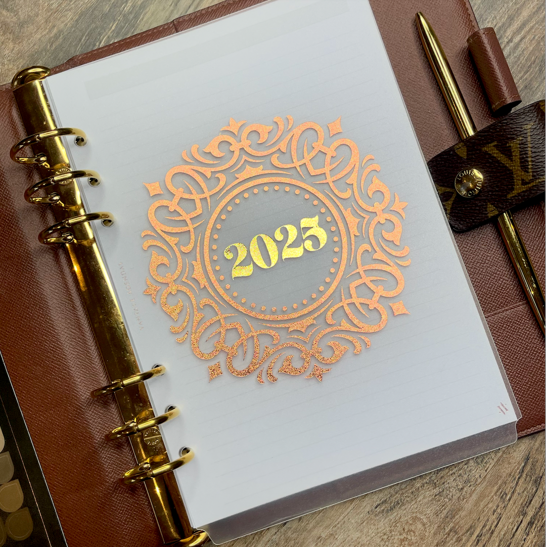 This listing is for the gold frame divider. This image is used to illustrate the appearance of 2025 printed centrally.