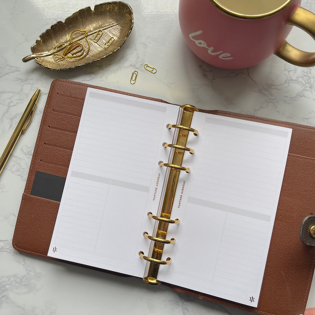 Daily Inserts - Gold or Rose Gold Foiled- Suitable for MM LV / Personal Sized Agendas