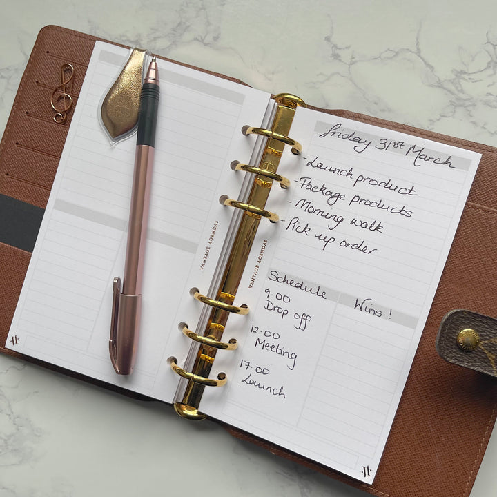 Daily Inserts - Gold or Rose Gold Foiled- Suitable for MM LV / Personal Sized Agendas