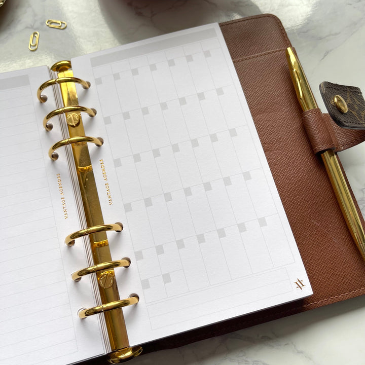 Monthly Inserts - Gold or Rose Gold Foiled- Suitable for MM LV / Personal Sized Agendas
