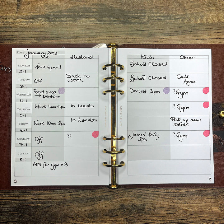 SECONDS Weekly View On 2 Pages- Undated A5