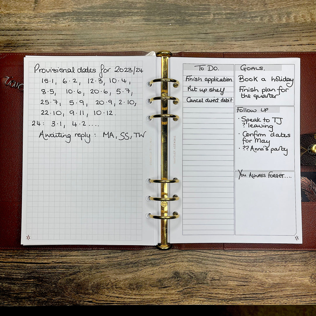 SECONDS Weekly View On 2 Pages- Undated A5