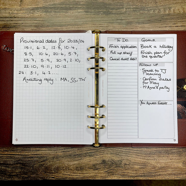 SECONDS Weekly View On 2 Pages- Undated A5