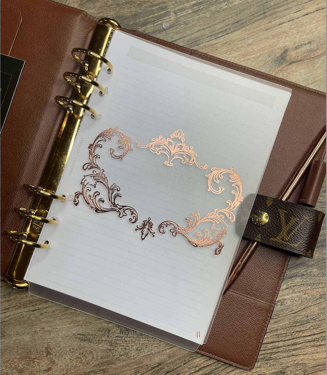 French Frame Bottom Tab Divider- Rose Gold Frosted A5