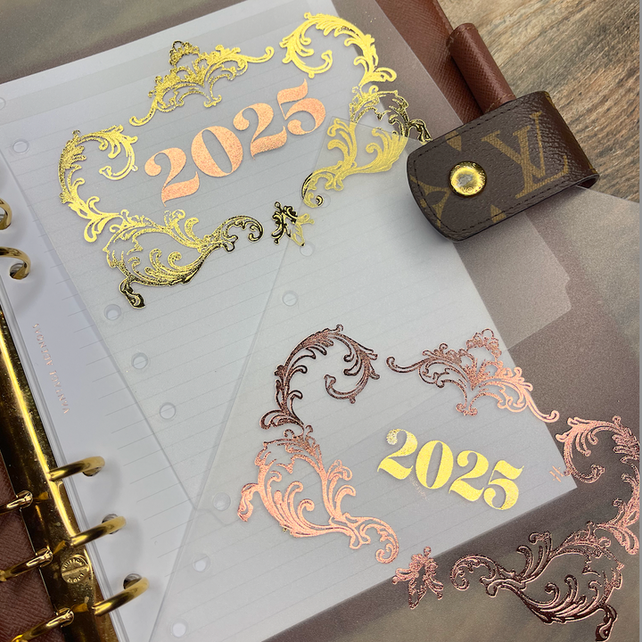 Large Print 2025 vs Small Print 2025 (gold numbers in rose gold frame)