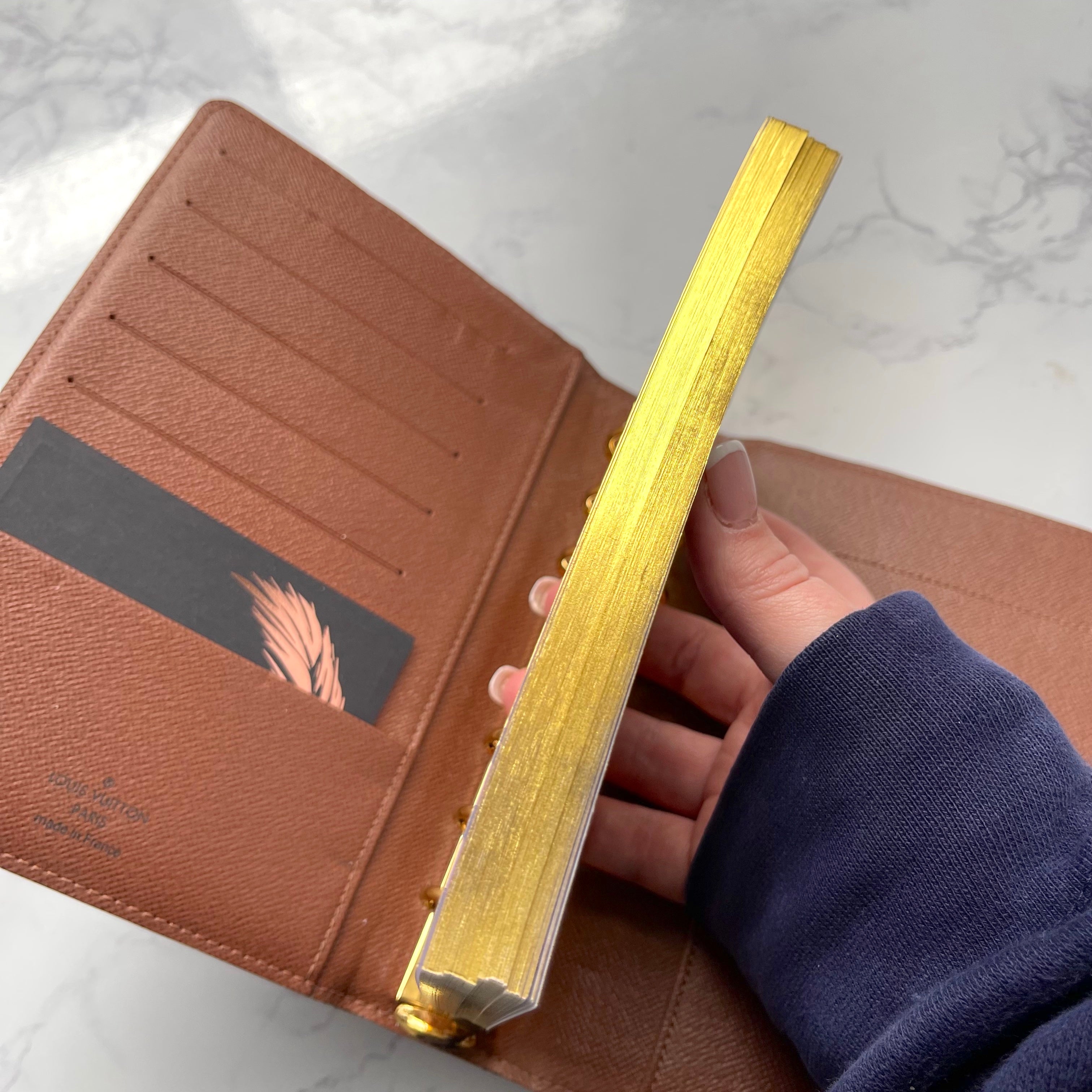 Vtg Rare Louis Vuitton Monogram Leather Cover Notebook Agenda Daily Planner
