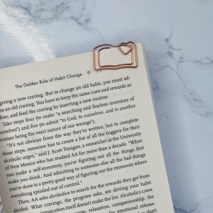 Book Lover Rose Gold Paper Clip Set