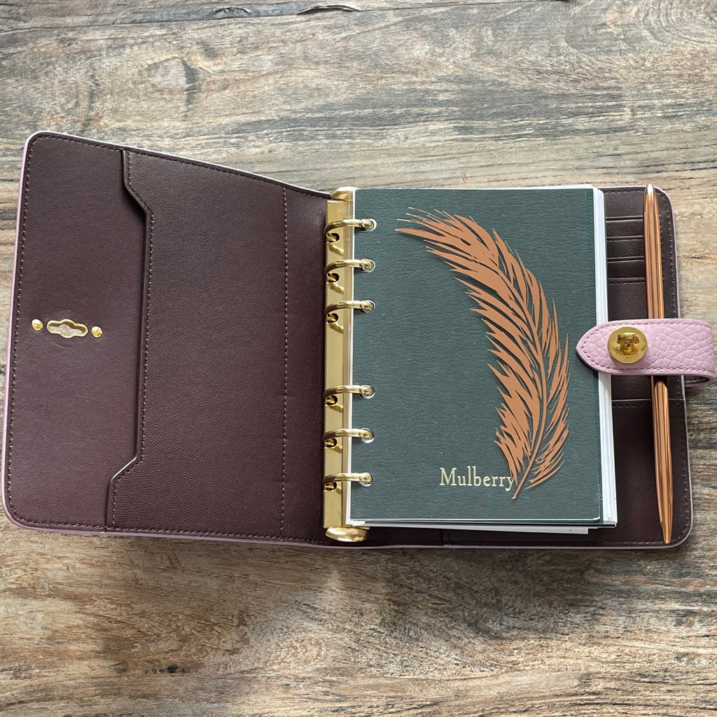Listing is for feather dashboard only. This is suitable for the A6 Mulberry Postman's lock agenda cover or same sized 6-ring cover