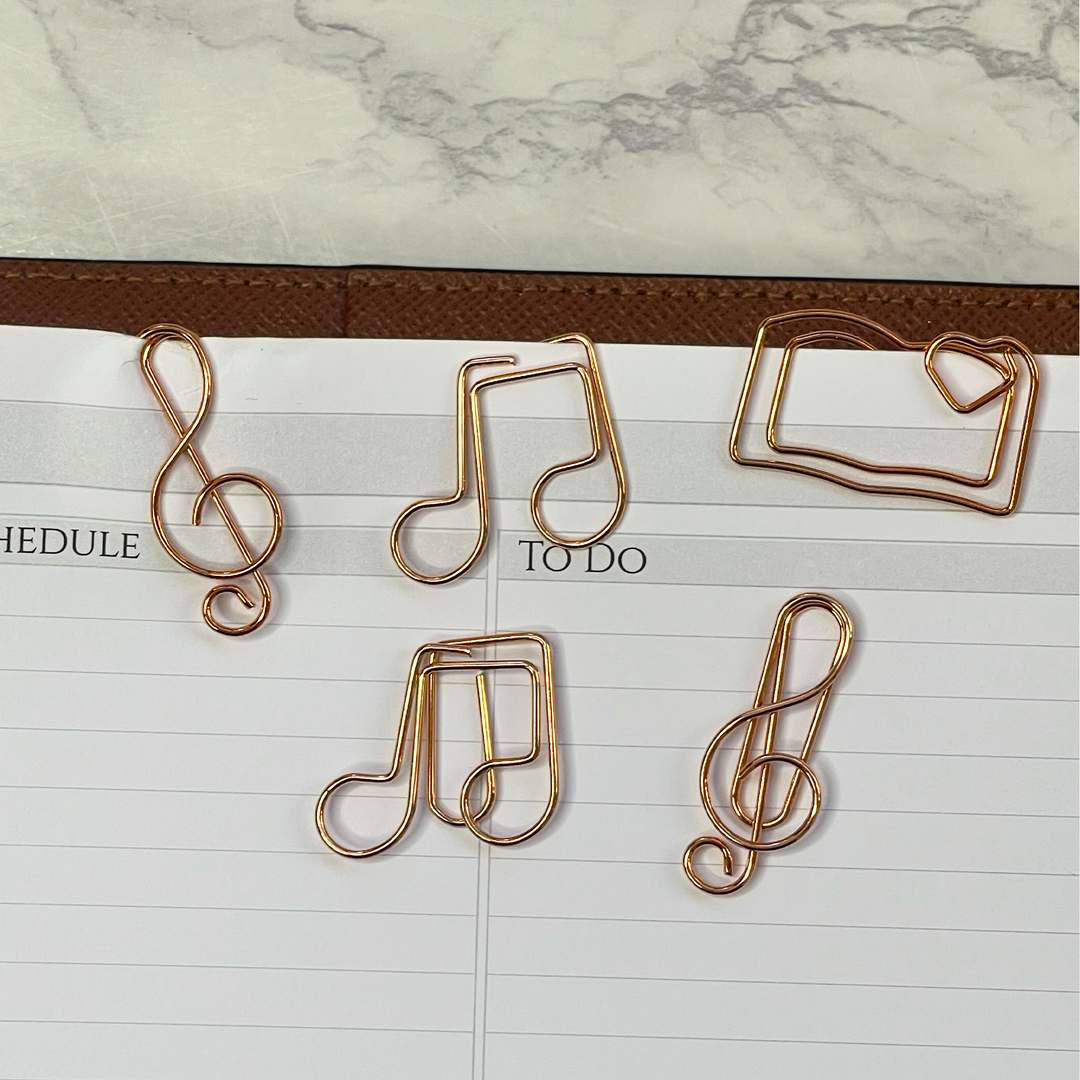 Music Lover Rose Gold Paper Clips