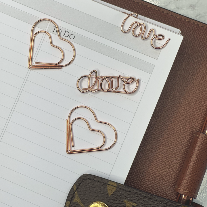 Hearts'n'Love Rose Gold Paper Clip Set