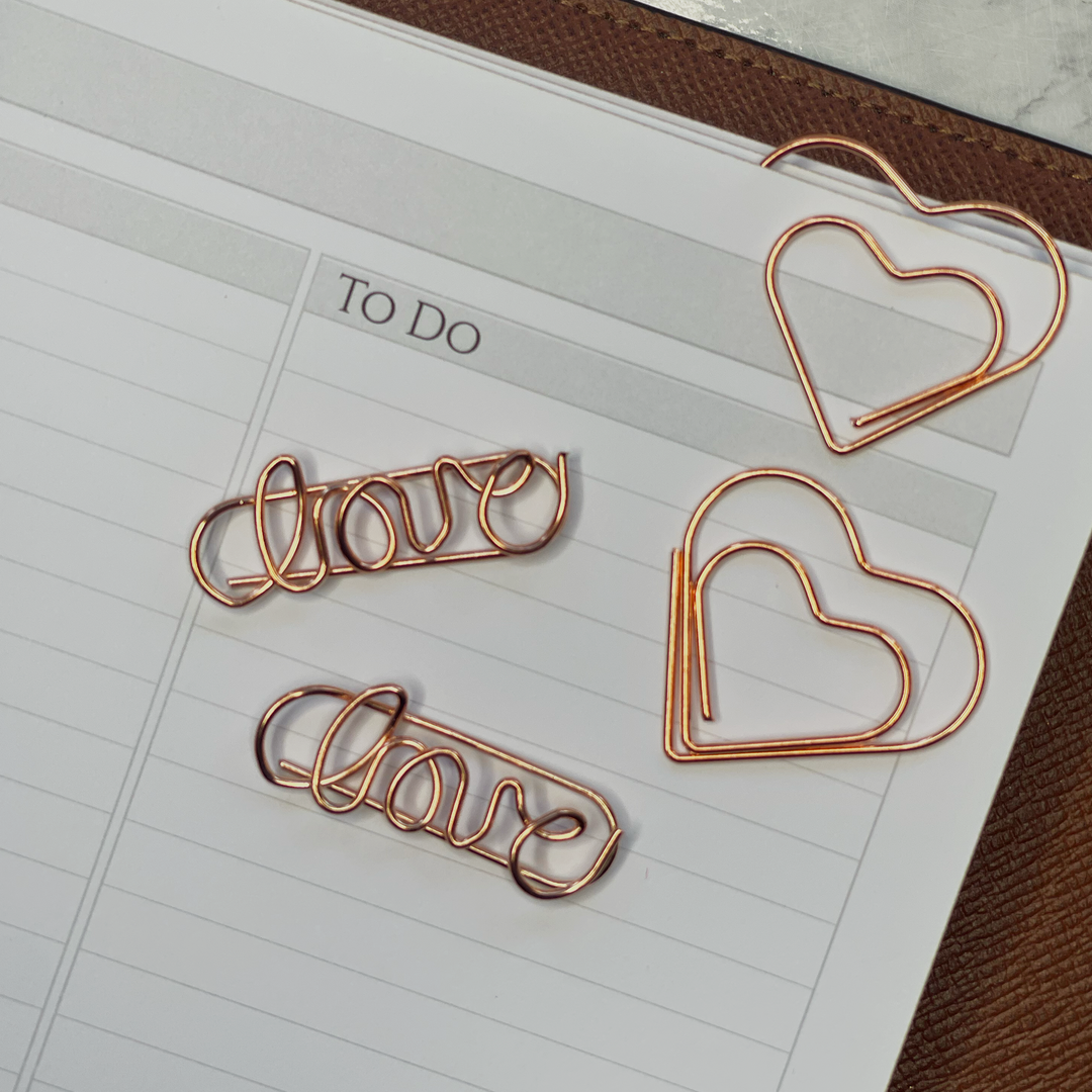 Hearts'n'Love Rose Gold Paper Clip Set