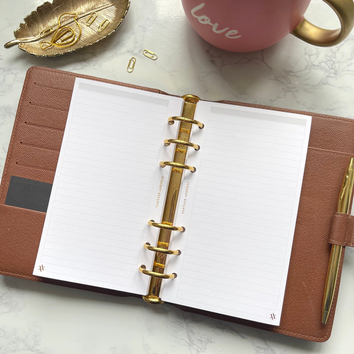 Notes Inserts - Gold or Rose Gold Foiled- Suitable for MM LV / Personal Sized Agendas