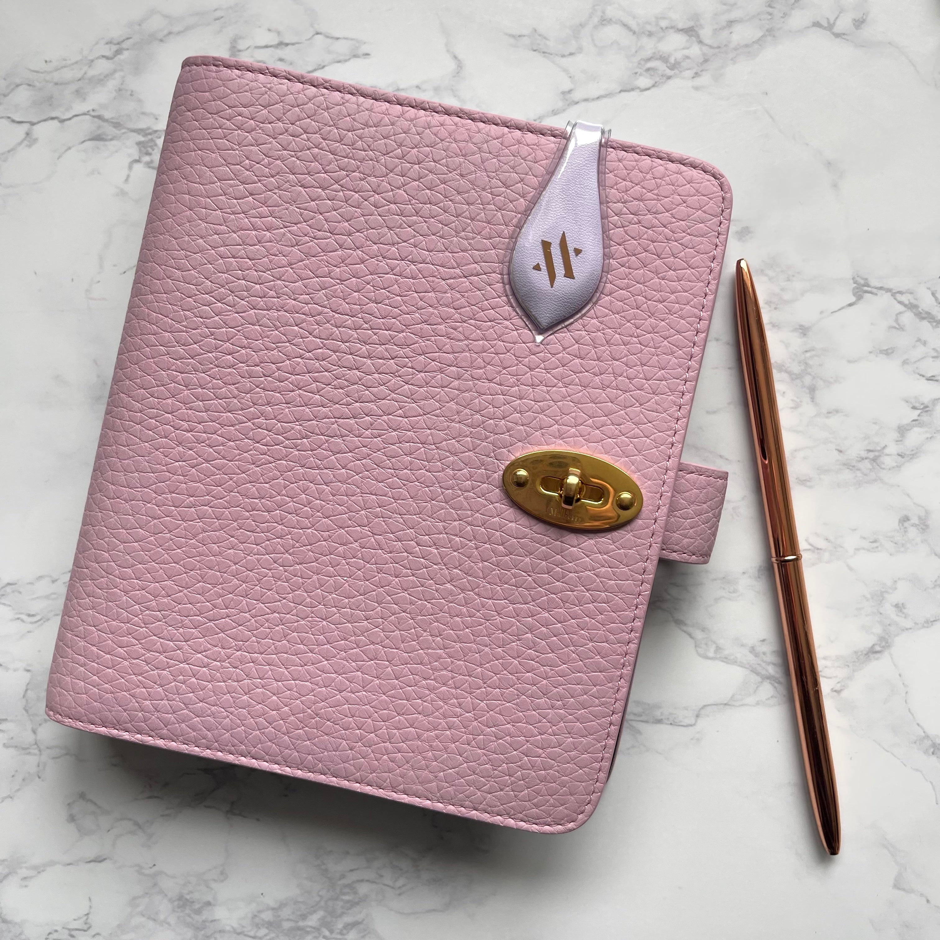 A6 Lizard Leather Binder Wallet Pink